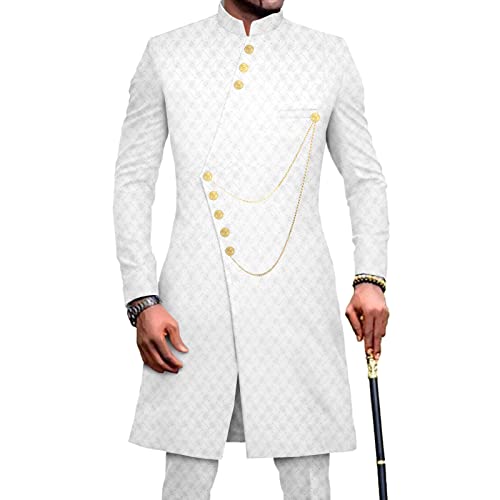 Men`s Suit African Clothing Dashiki Jacket and Ankara Pants 2 Piece Set Dress Suit Ankara Attire for Wedding Medium 2