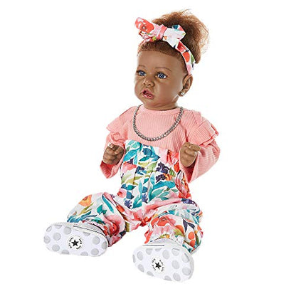 HOOMAI Lifelike Reborn Baby Dolls with Soft Body African American Realistic Girl Doll 22.8 Inch Best Birthday Gift Set