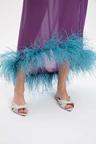 Adriana Degreas, Solid Dress With Feathers, M, Lilac