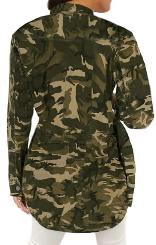 sexycherry Camouflage Shirts Jackets for Women Casual Camo Long Sleeve Button Down Military Lightweight Long Jacket with Pockets