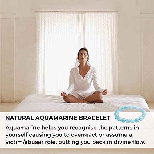 Soothing Bracelet - Natural Aquamarine bracelet - Bring Positive Energy - Peace - Youthfulness Bracelet - Crystal Stone Bracelet for Everlasting Joy