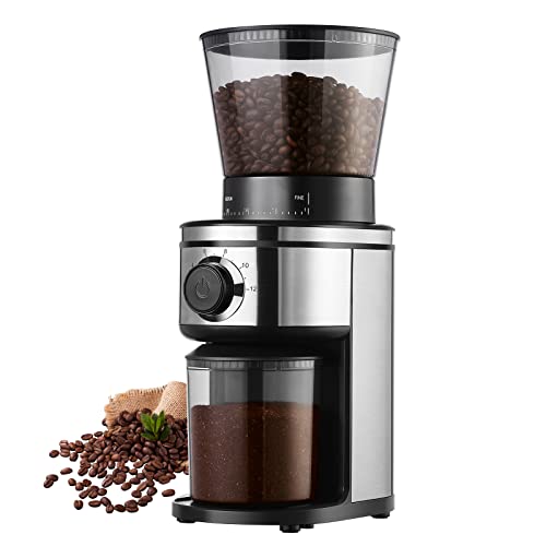Conical Burr Coffee Grinder, Adjustable Coffee Grinder Burr with 30 Grind Settings for 2-12 Cups (Black01)
