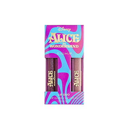 Sigma Beauty and Disney Lip Set - Alice in Wonderland Lip Gloss and Lip Creme- Hydrating Lip Creme and Layerable Lip Tint - Nonsticky, Cruelty Free, Vegan Lip Gloss and Lip Cream