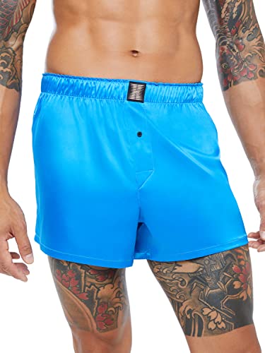 Savage X, Men's Satin Boxers, French Blue, M
