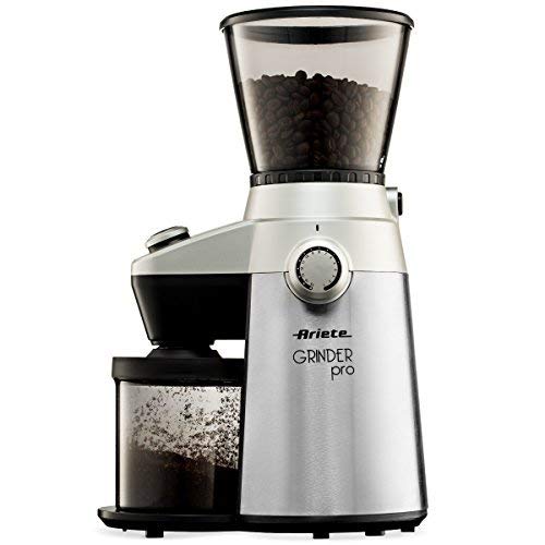 Ariete Conical Burr Electric Coffee Grinder - Professional Heavy Duty Stainless Steel | Ultra Fine Grind with Adjustable Cup Size | 15 Fine - Coarse Grind Size Settings