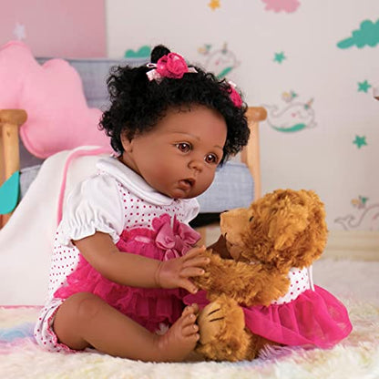 Milidool Reborn Baby Dolls Black African American Lifelike Girl Dolls 22 inch with Feeding Toys Set for Kids 3+
