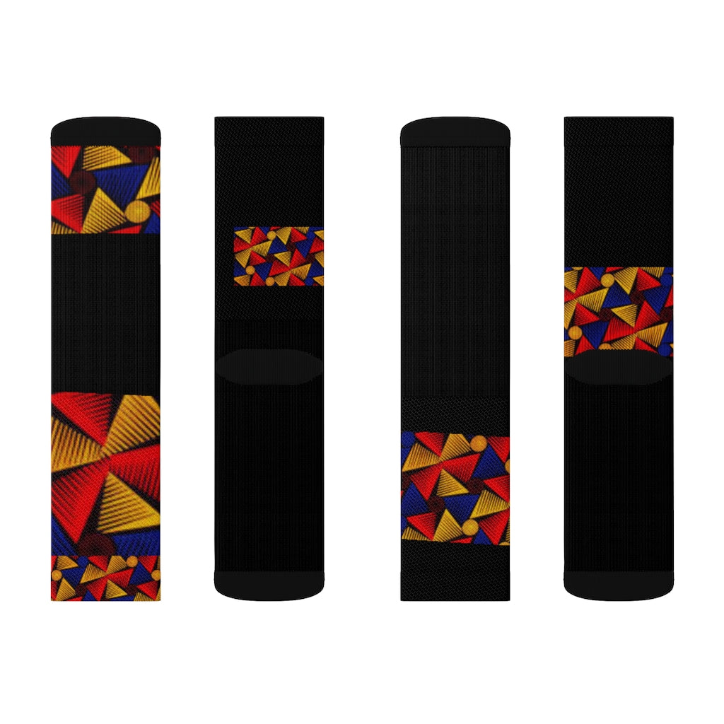 UNISEX MULTI COLOR ON BLACK Sublimation Socks by SobG Designs