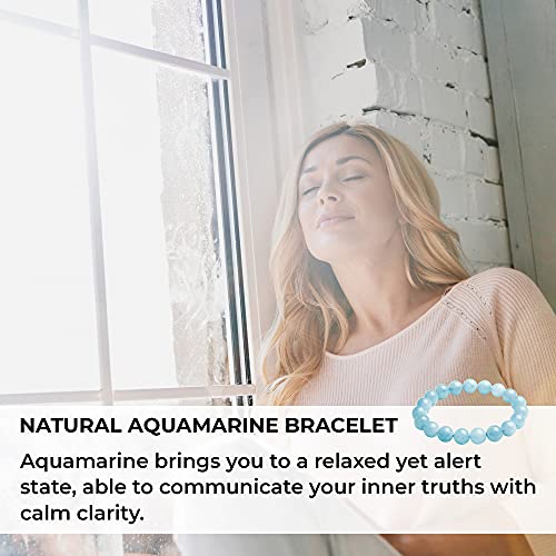 Soothing Bracelet - Natural Aquamarine bracelet - Bring Positive Energy - Peace - Youthfulness Bracelet - Crystal Stone Bracelet for Everlasting Joy