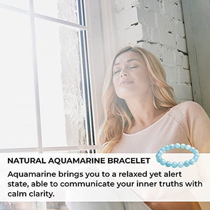 Soothing Bracelet - Natural Aquamarine bracelet - Bring Positive Energy - Peace - Youthfulness Bracelet - Crystal Stone Bracelet for Everlasting Joy