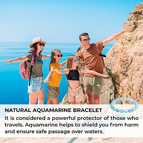 Soothing Bracelet - Natural Aquamarine bracelet - Bring Positive Energy - Peace - Youthfulness Bracelet - Crystal Stone Bracelet for Everlasting Joy