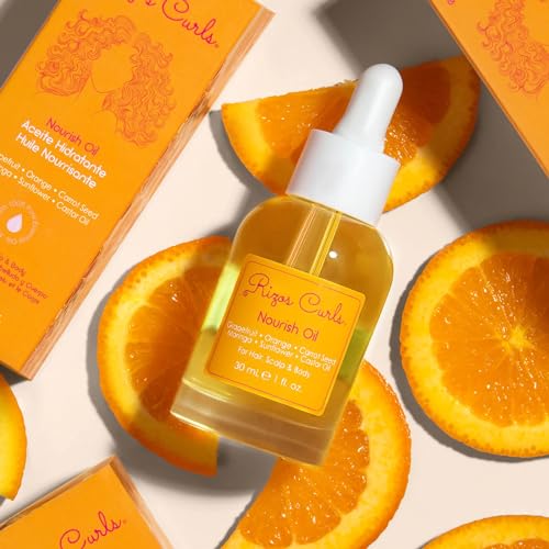 Rizos Curls Nourish Oil, Moisturize & Soften, Smooth & Shine for Frizz Free Hair, Lightweight and Quickly Absorbs, Improves Hair, Scalp & Skin with Vitamin C.