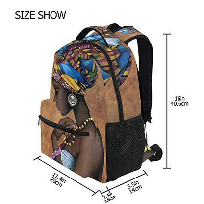 ALAZA Afro African American Woman Large Backpack for Women Girls Personalized Laptop iPad Tablet Travel School Bag with Multiple Pockets