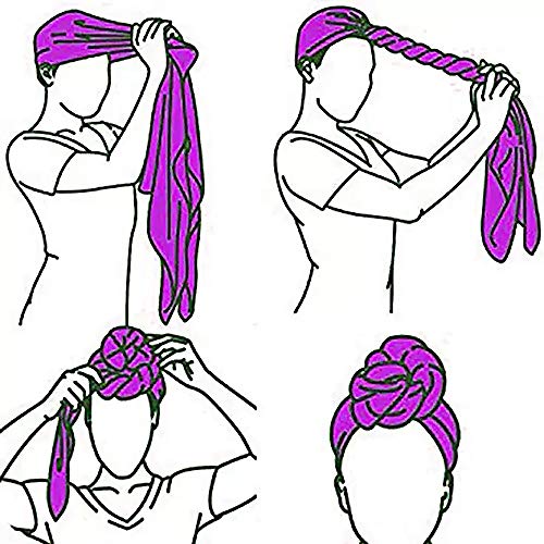 YMHPRIDE 4 Pieces Stretch Jersey Turban Head Wrap Knit Headwraps Urban Hair Scarf Solid Color Ultra Soft Extra Long Breathable Head Band Tie for Women