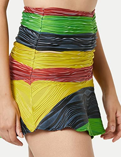 Theophillio, Women's Rasta Printed Ruche Skirt, M