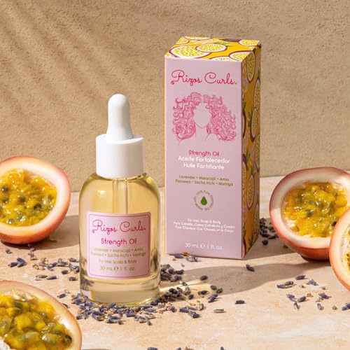 Rizos Curls Strength Oil, Promote Stronger, Longer & Thicker Hair, Improve Split Ends and Repair Dry Brittle Hair, Protects Against Damage & Breakage with Lavender Oil, 1 oz