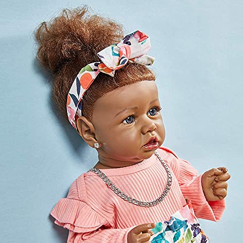 HOOMAI Lifelike Reborn Baby Dolls with Soft Body African American Realistic Girl Doll 22.8 Inch Best Birthday Gift Set