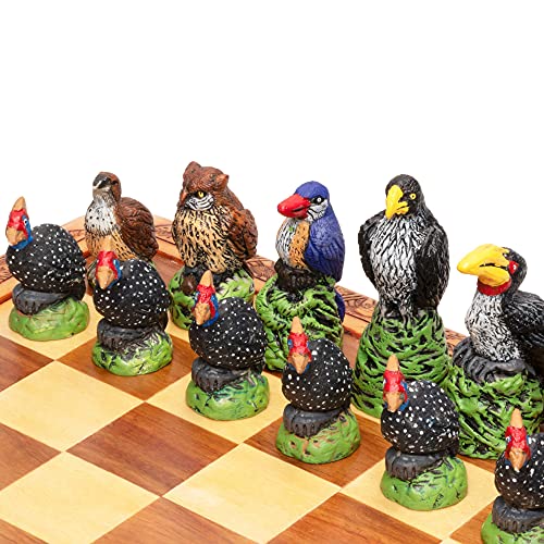 Mini African Bird Chess Set. Includes Animal Chess Board & Animal Chess Pieces. This Unique Chess Set is Hand-Painted in South Africa