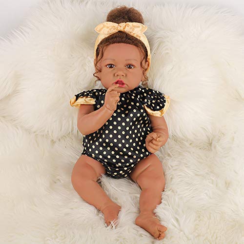 HOOMAI Lifelike Reborn Baby Dolls with Soft Body African American Realistic Girl Doll 22.10 Inch Best Birthday Gift Set