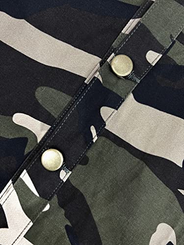 sexycherry Camouflage Shirts Jackets for Women Casual Camo Long Sleeve Button Down Military Lightweight Long Jacket with Pockets