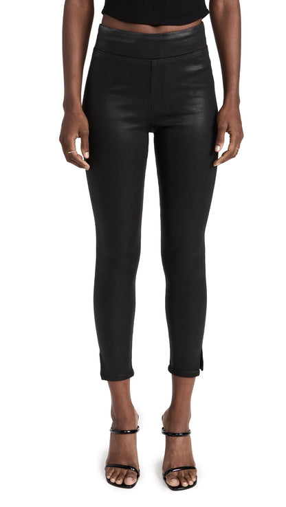 FRAME Women's Jetset Crop Slit Skinny Jeans, Noir Coated, Black, S