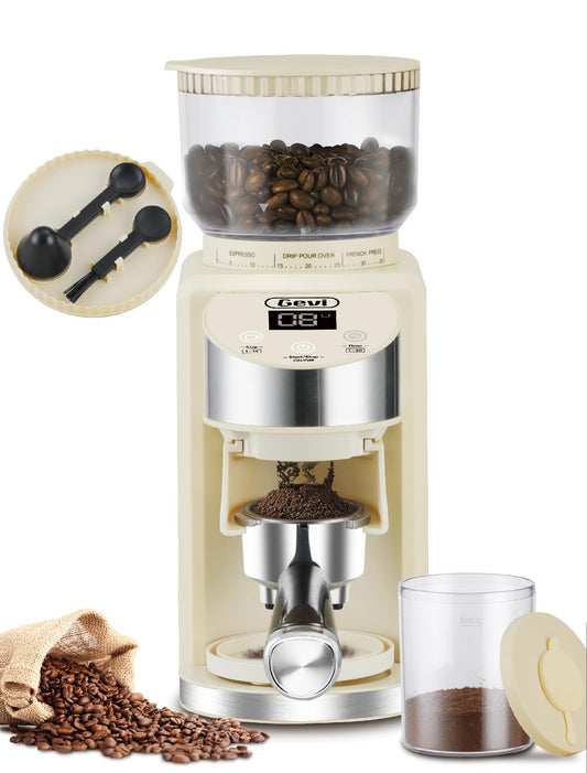 Gevi Burr Coffee Grinder, Adjustable Burr Mill with 35 Precise Grind Settings, Electric Coffee Grinder for Espresso/Drip/Percolator/French Press/American/Turkish Coffee Makers, 120V/200W, Ivory White