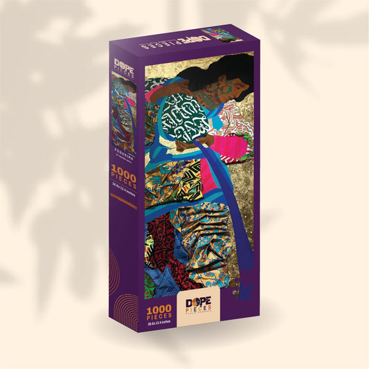 Dope Pieces Puzzle African American Art Thick Cut with a Linen Finish. Each Puzzle is a Unique Work of Art. Fogueira by Ananda Nahu | Dope Pieces Puzzle