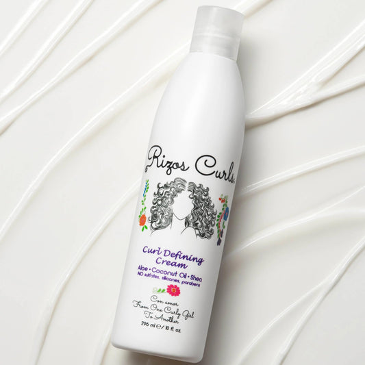 Rizos Curls Curl Defining Cream, Enhance Waves, Curls & Coils, Soft Hold for Weightless Volume, Moisturizing for Frizz-Free Shine with Aloe Vera, Coconut Oil & Shea Butter, 10 oz