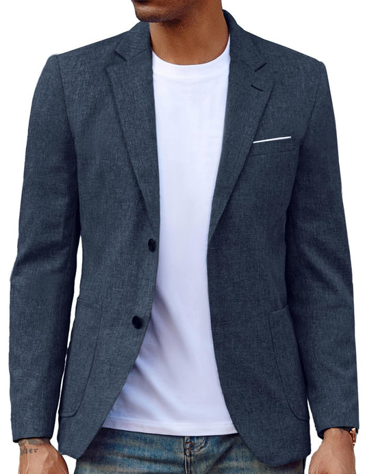 Men Lightweight Suit Blazer Jackets Casual Sport Coats Blazer with Pockets for Professor Lecturer Navy