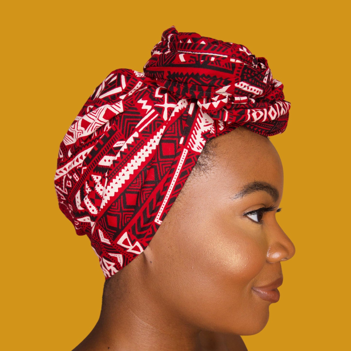 Touch of a Queen Kente Red African Print Pattern Head Wrap for Black Women Scarf Headband Turban Stole Headwrap for Women (Morayo Red Kente Ankara Head dress)
