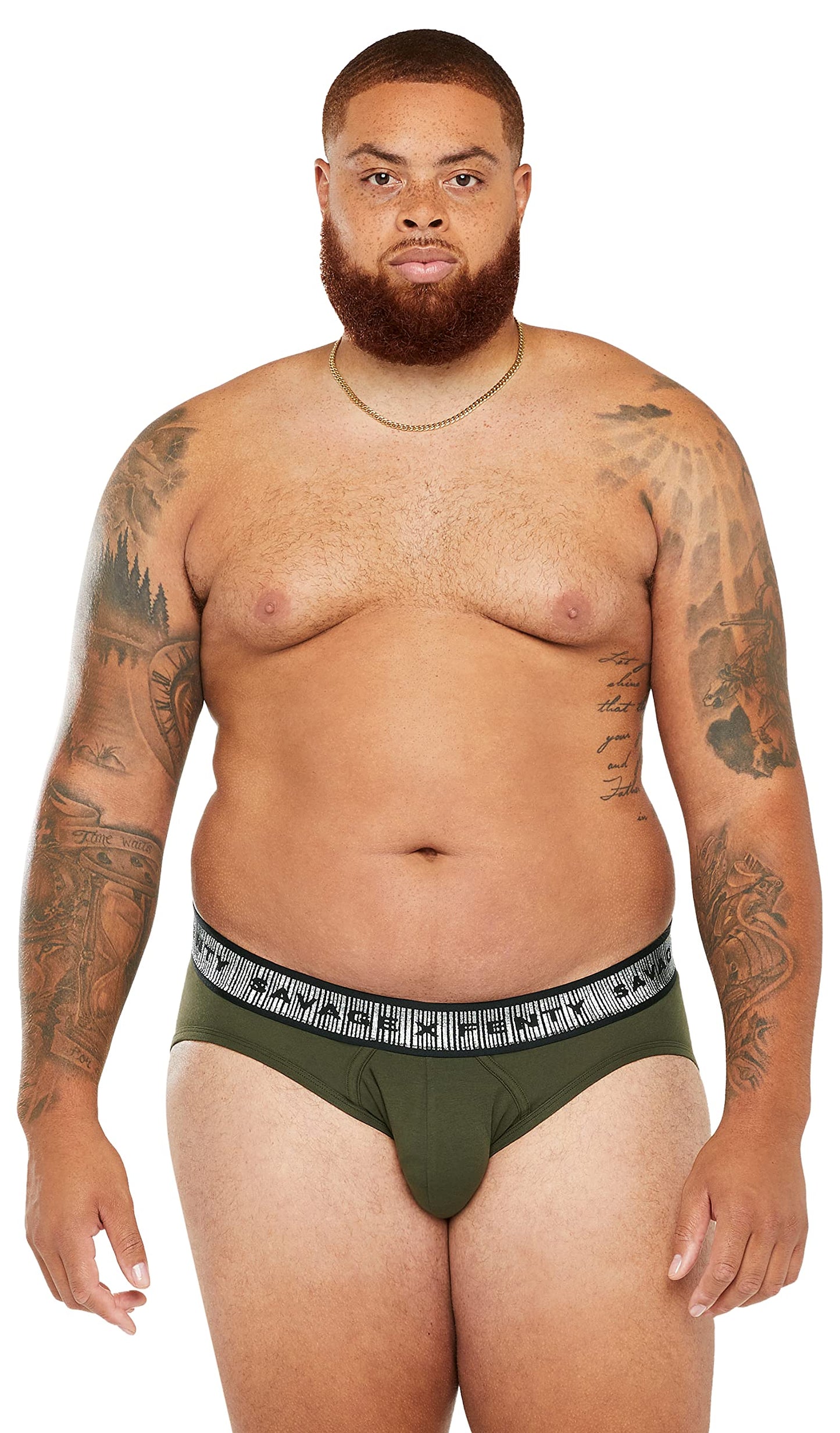 Savage X, Men's Going Platinum Briefs, Deep Forest Green, XXL