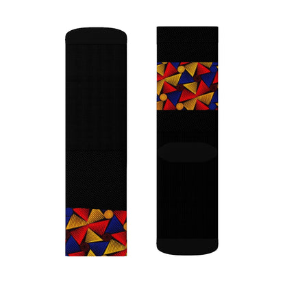 UNISEX MULTI COLOR ON BLACK Sublimation Socks by SobG Designs
