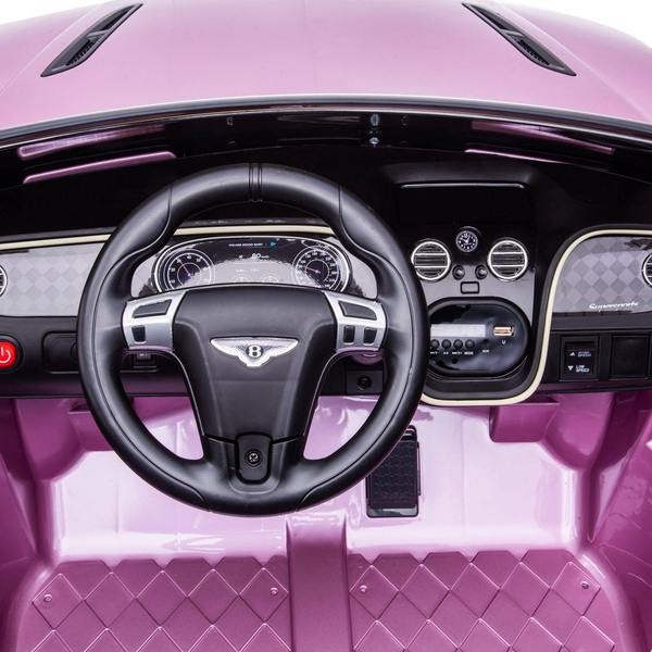 12V Bentley Continental Ride on Car 2 Seater with Parental Remote Control for 3-8 Years (Pink)