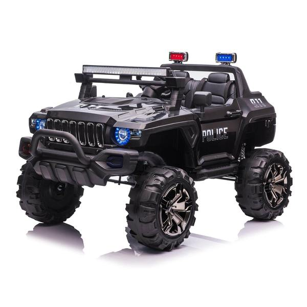 12V Police Truck Ride on 2 Seater with Parental Remote Control for 3-8 Years (Black)