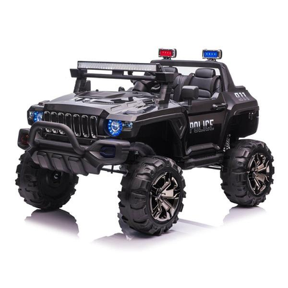 12V Police Truck Ride on 2 Seater with Parental Remote Control for 3-8 Years (Black)