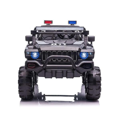12V Police Truck Ride on 2 Seater with Parental Remote Control for 3-8 Years (Black)