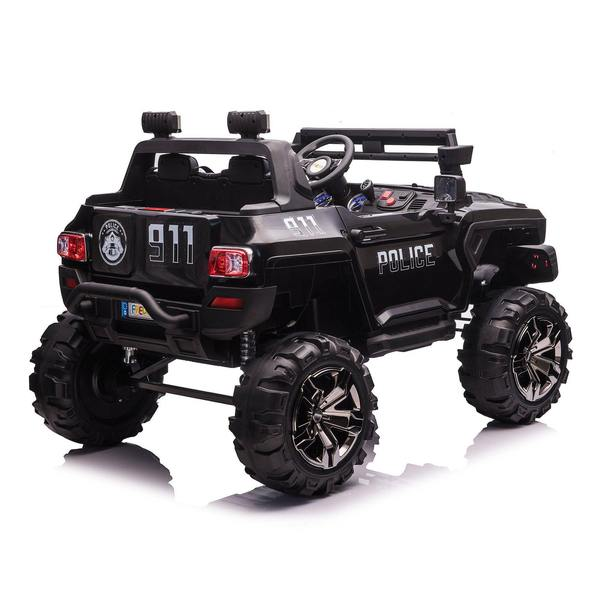 12V Police Truck Ride on 2 Seater with Parental Remote Control for 3-8 Years (Black)
