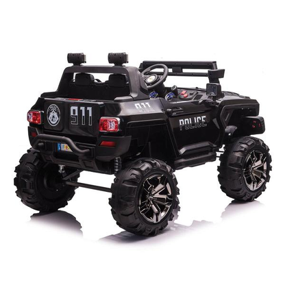12V Police Truck Ride on 2 Seater with Parental Remote Control for 3-8 Years (Black)