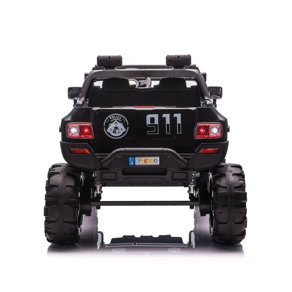 12V Police Truck Ride on 2 Seater with Parental Remote Control for 3-8 Years (Black)