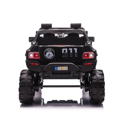 12V Police Truck Ride on 2 Seater with Parental Remote Control for 3-8 Years (Black)