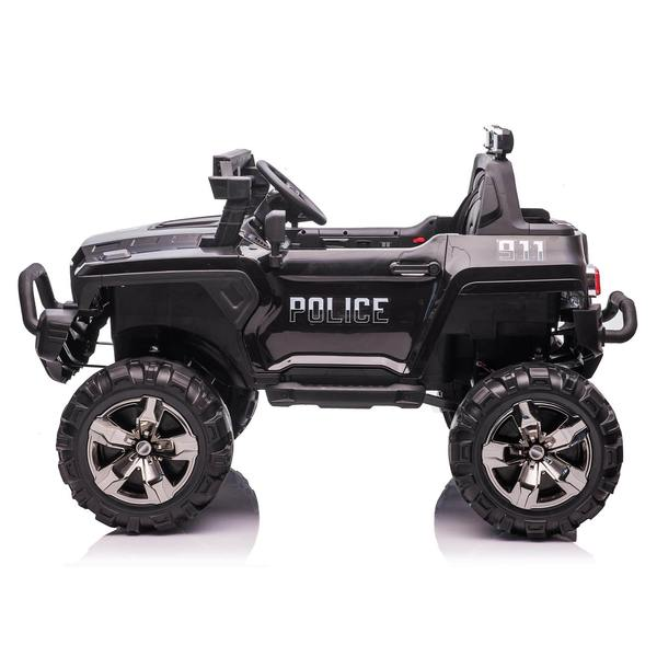 12V Police Truck Ride on 2 Seater with Parental Remote Control for 3-8 Years (Black)