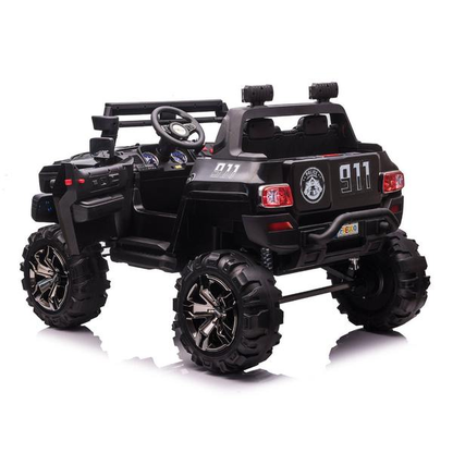 12V Police Truck Ride on 2 Seater with Parental Remote Control for 3-8 Years (Black)