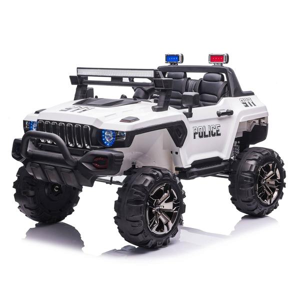12V Police Truck Ride on 2 Seater with Parental Remote Control for 3-8 Years (Black)