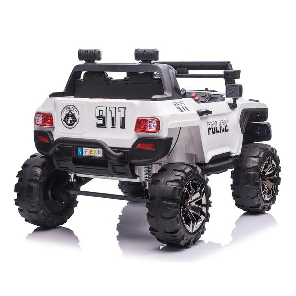 12V Police Truck Ride on 2 Seater with Parental Remote Control for 3-8 Years (Black)