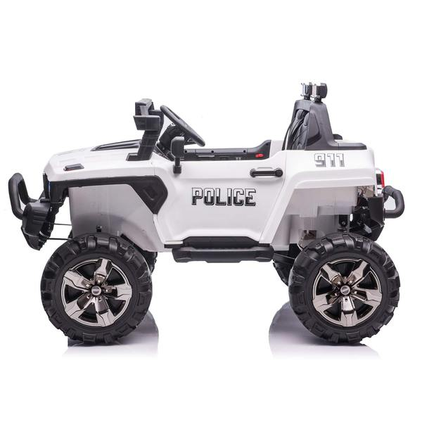 12V Police Truck Ride on 2 Seater with Parental Remote Control for 3-8 Years (Black)