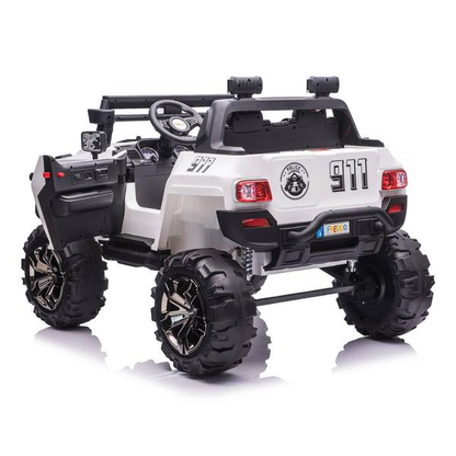 12V Police Truck Ride on 2 Seater with Parental Remote Control for 3-8 Years (Black)