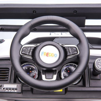 12V Police Truck Ride on 2 Seater with Parental Remote Control for 3-8 Years (Black)