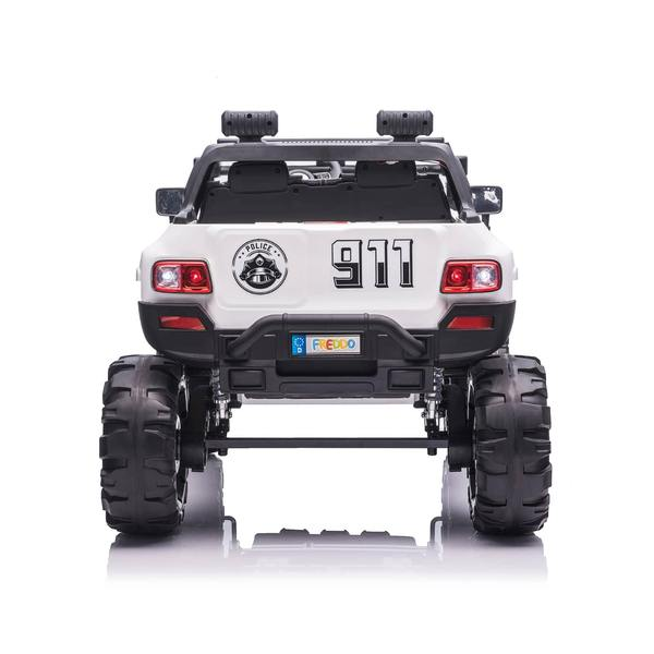 12V Police Truck Ride on 2 Seater with Parental Remote Control for 3-8 Years (Black)