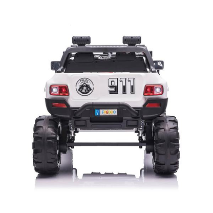 12V Police Truck Ride on 2 Seater with Parental Remote Control for 3-8 Years (Black)