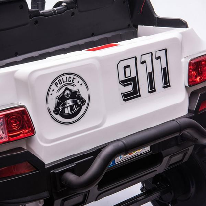 12V Police Truck Ride on 2 Seater with Parental Remote Control for 3-8 Years (Black)