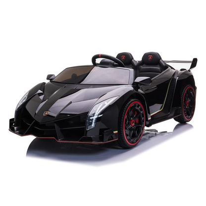24V 4x4 Lamborghini Veneno 2 Seater Ride on with Parental Remote Control for 3-8 Years (Black)